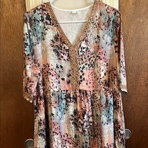 Multicolor V-Neck Women's Top